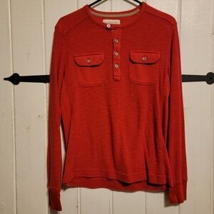 Banana Republic Fall Top Henley Casual Chic Long Sleeve Rust Orange Size Small